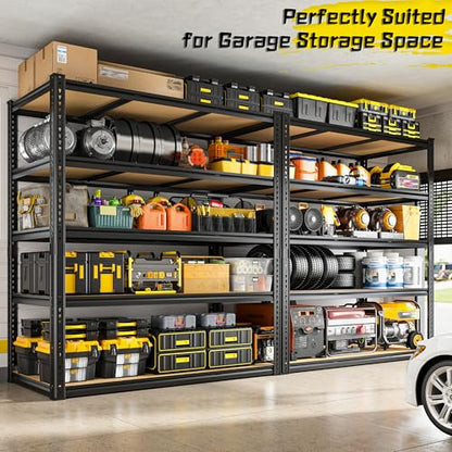 ROOMFAVE 48" W Garage Shelving Heavy Duty 3080LBS,5 Tier,Black, Industrial - size: 72" H x 48" W x 24" D