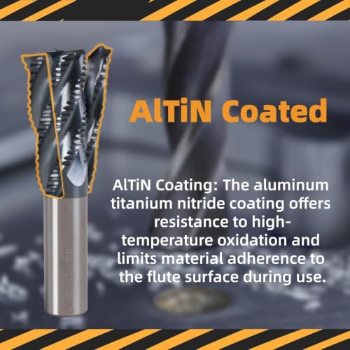 1/2" 4 Flute Roughing End Mill AlTiN Coated Carbide, 1Pcs - size: 1/2 in