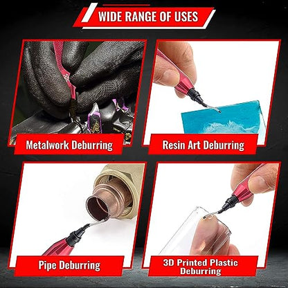 AFA Tooling Deburring Tool, 31 HSS Blades, Red CNC Anodized Aluminum Handle - size: Tool + 30blades