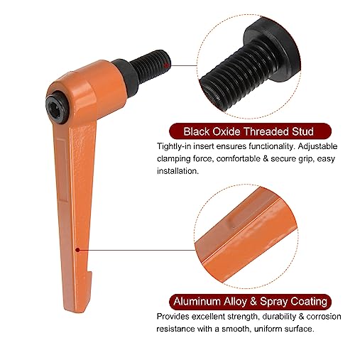 HARFINGTON 4pcs Adjustable Clamping Lever Handles M10 x 20mm Male Thread Bolt Knobs Rotating Screw Locking Quick Release Ratchet Push Button Handle, Orange - size: M10 x 20mm