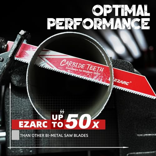 EZARC Carbide Reciprocating Saw Blades, 9-Inch 10TPI, Medium Metal, 3-Pack - size: 9 inch, style: 10TPI