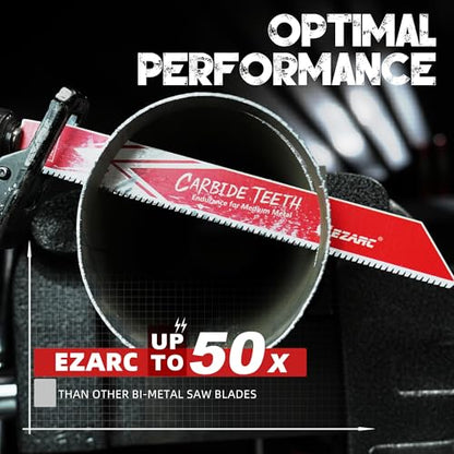 EZARC Carbide Reciprocating Saw Blades, 9-Inch 10TPI, Medium Metal, 3-Pack - size: 9 inch, style: 10TPI
