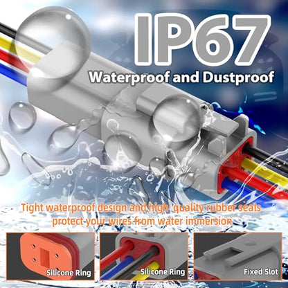 IP67 Deutsch 4 Pin Electrical Connector 16AWG (5PACK Grey) - size: 4 pin connector grey
