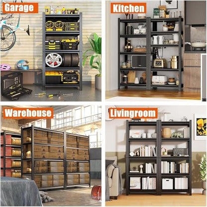 Adjustable Metal Utility Shelving, 4-Tier Free Standing Heavy Duty Storage Unit, Multi-Purpose Sturdy Organizer for Garage, Pantry, Basement, Kitchen & Industrial Shop Use