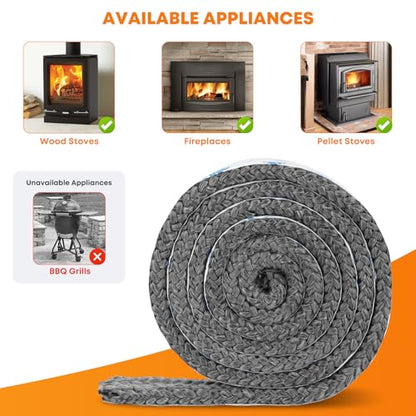 Stanbroil Stove Gasket Tape, 1" Width, 3/8" Thick, 72" Length - size: 1" Wide - 3/8" Thick