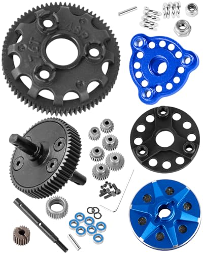RC 48P 76T Spur Gear &Transmission Gear &Slipper Clutch &Pressure Plate &Slipper Rebuild Kit w/ 25+27T Pinions Upgrades Part for 1/10 Slash/Rustler/Stampede/Bandit 2WD VXL,Navy Blue