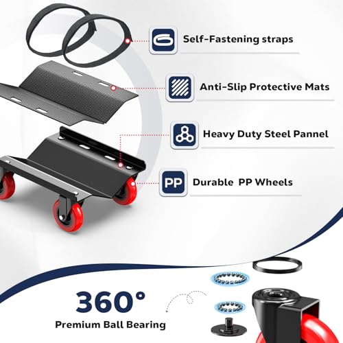 Snowmobile Dolly Heavy Duty with 3 Inch Caster Wheels V-Slide Steel Dollies
