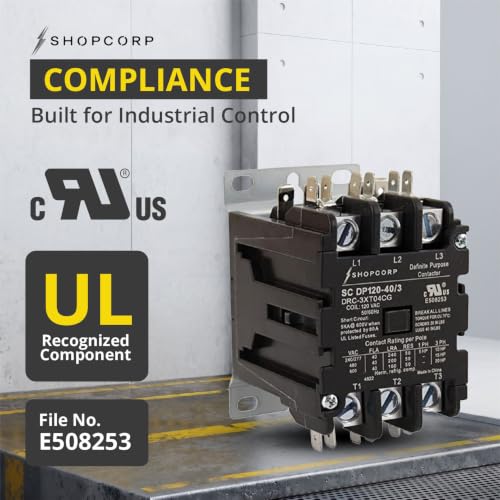 3 Pole 40 Amp AC Contactor, 120V Coil, UL Recognized, HVAC - style: 3 Pole 110V