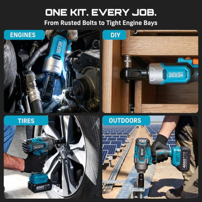 Seesii 1/2" Impact Wrench & 3/8" Ratchet Combo Kit for Auto Repair - size: 1000 N.m