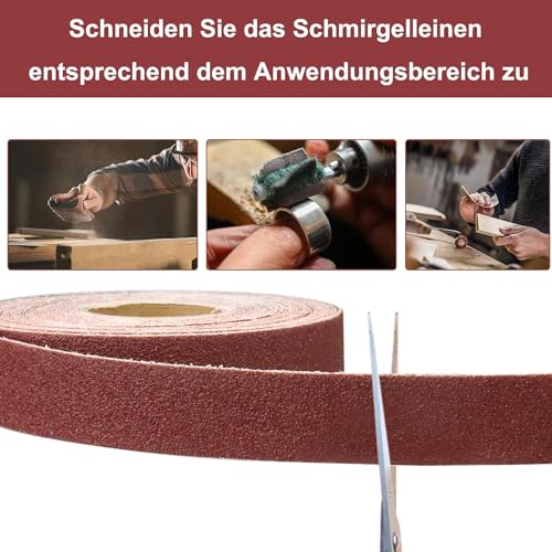 Emery Cloth Roll 180 Grit, 1 Inch x 82 Feet Heavy Duty Sandpaper - size: 25 meters, style: 180 Grit