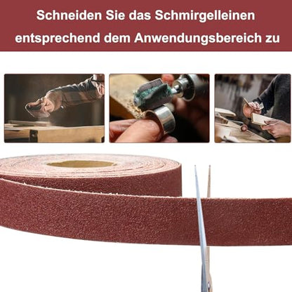 Emery Cloth Roll 180 Grit, 1 Inch x 82 Feet Heavy Duty Sandpaper - size: 25 meters, style: 180 Grit