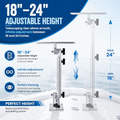 Universal Marine Monitor Mount 350° Swivel 18"–24" Adjustable Height Silver - color: Silver