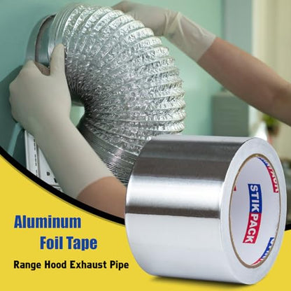 Aluminum Foil Tape 3 inch x 60ft (20 Yards) Heavy Duty HVAC Duct Tape for Ductwork – High Temperature Silver Foil Tape for Insulation, Metal Repair, Exhaust Sealing & Patching - size: 3 Inches x 20 Yards