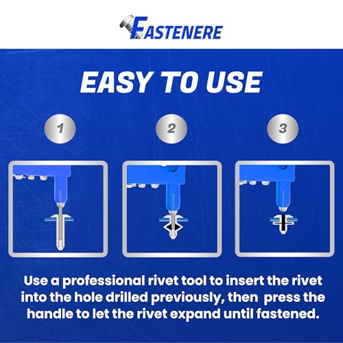 Fastenere Pop Rivets 3/16" x 1-1/4" (50 pcs) Aluminum Body Steel Mandrel, Heavy Duty, Open End, Low Carbon, Dome Head Blind Rivets, Corrosion Resistant & High Shear Strength, 6-20 Gap 1.126" - 1.250" - size: 3/16" x 1-1/4" (6-20) (50 Pack)
