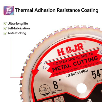 Dia 8"(200mm) 54-Tooth Arbor 1" Metal Cutting Circular Saw Blade, for Steel and Stainless Steel,The Cutting Head uses a Special Anti-Heat Sticking Coating,FMB 8 inch 54-Tooth 1" -TA - size: Steel 8" 54T