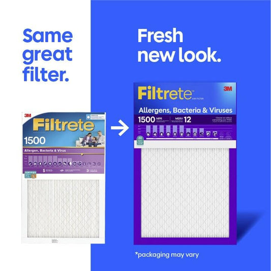 Filtrete 14x30x1 Air Filter, MERV 12, MPR 1500, 2 HVAC Filters - size: 14x30x1