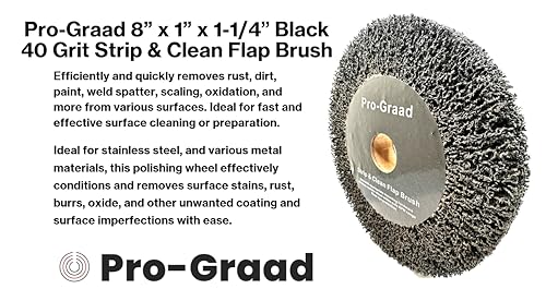 8" x 1" Black 40 Grit Strip & Clean Non-Woven Flap Brush Wheel - style: 8" x 1" x 1-1/4" Black