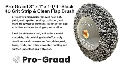 8" x 1" Black 40 Grit Strip & Clean Non-Woven Flap Brush Wheel - style: 8" x 1" x 1-1/4" Black