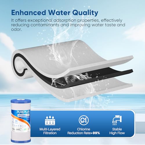 PUREPLUS 5 Micron 10"x4.5" Whole House Sediment & Carbon Water Filter,2PACK - size: 2 Count (Pack of 1), style: Sediment & Carbon Block