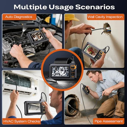 Dual Lens Endoscope Camera with Light, 4.3" IPS 1920P HD Borescope Camera - size: 16.5FT Dual Lens