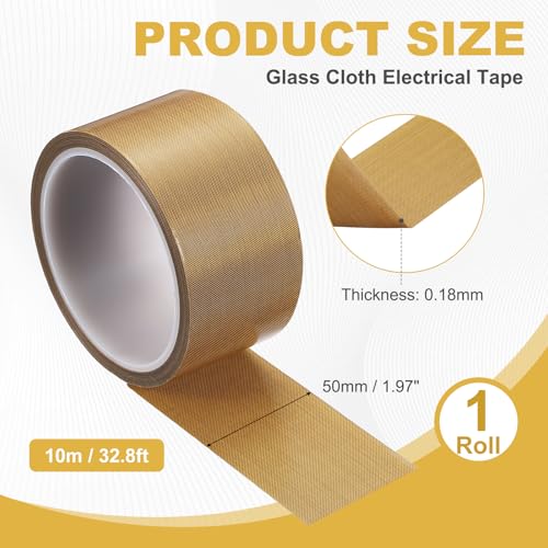 uxcell 1 Roll High Temperature PTFE Tape, 2" x 32.8ft Heat Shield Tape - size: 2" x 32.8ft x 0.18mm Thick