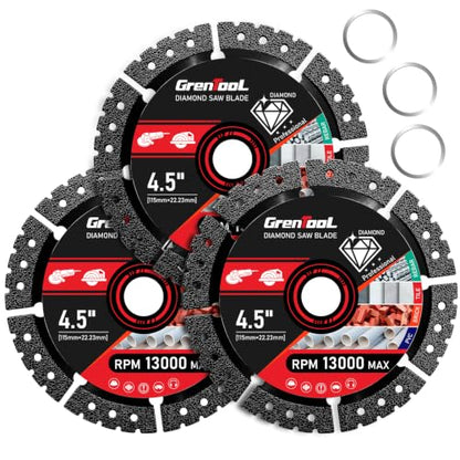 3PCS Diamond Blades, 4.5",Multipurpose, Suitable for Cutting Metal