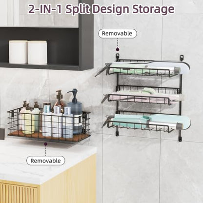 3-Tier Wall Mounted Hair Tool Organizer, Matte Black