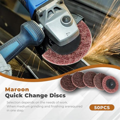 kimllier 50Pcs 2 Inch Maroon Quick Change Surface Prep Conditioning Discs