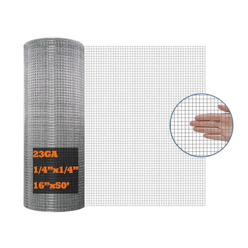 23GA Galvanized After Welding Hardware Cloth 16 in x 50 ft - 1/4 x1/4 inch Mesh - size: 16"x50'-1/4"x1/4" 23GA Galvanized