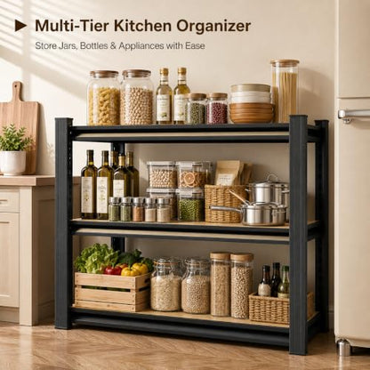 Heavy Duty Garage Shelving 3 Tier, 31.5" H × 34" W × 18" D - size: H31.5″× W34″× D18″