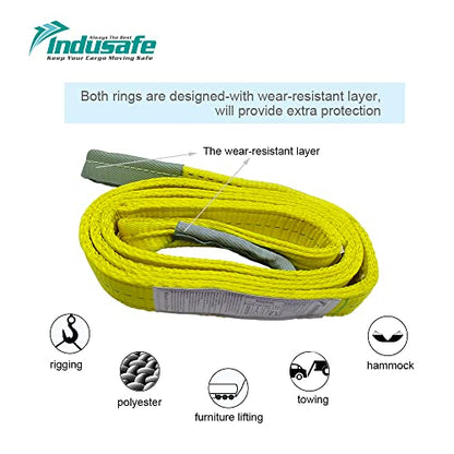 2" x 3’ Poly Web Sling Lifting Strap for Rigging Moving Towing Hoisting Work Gear, Pack of 2