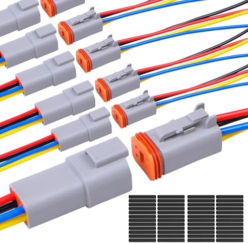 Exqutoo 6Pack 4-Pin DT Connector Male and Female Wire Connectors - size: 4-pin/6pack