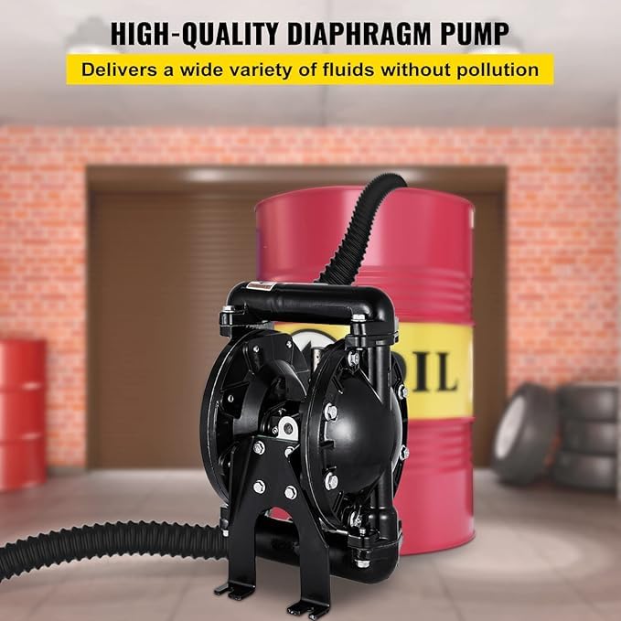 VEVOR Air-Operated Double Diaphragm Pump 1 inch Inlet Outlet Aluminum 22 GPM Max 100PSI, Nitrile Diaphragm, QBY4-25L-1inch-22 - size: 22GPM