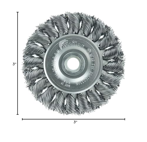 Weiler 08014 3" Standard Twist Knot Wire Wheel .014" Steel Fill 1/2"-3/8" Arbor Hole Made in the USA - size: .014 Wire Size, style: Pack of 1