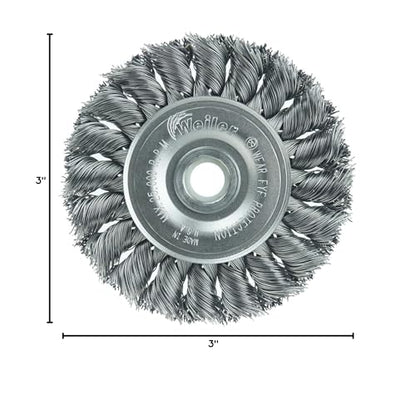 Weiler 08014 3" Standard Twist Knot Wire Wheel .014" Steel Fill 1/2"-3/8" Arbor Hole Made in the USA - size: .014 Wire Size, style: Pack of 1