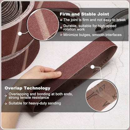 HARFINGTON 1 x 42 Inch Sanding Belts, 12 Pcs 120 Grits Aluminum Oxide Abrasive Belt Sander File Belt for Woodworking, Metal Polishing, Knife Sharpener - size: 1 x 42 Inch(120 Grit)