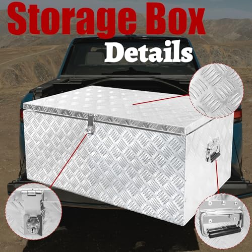 30x18x14 Inch Heavy Duty Pickup Storage Box Diamond Plate Portable Toolboxes Aluminum Underbody Truck Tool Box with Buckle Lock and Keys Suitable for Truck Bed Pickup RV Trailer - size: 30" L x18" W x14" H