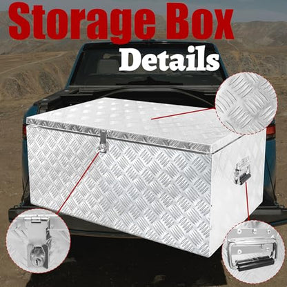 30x18x14 Inch Heavy Duty Pickup Storage Box Diamond Plate Portable Toolboxes Aluminum Underbody Truck Tool Box with Buckle Lock and Keys Suitable for Truck Bed Pickup RV Trailer - size: 30" L x18" W x14" H