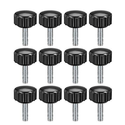 uxcell M4 x 16mm Metric Male Thread Knurled Clamping Knobs Grip Thumb Screw on Type Plastic Threaded Hand Bolt Knobs Black 12 Pcs - size: M4 x 15