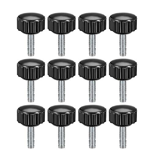uxcell M4 x 16mm Metric Male Thread Knurled Clamping Knobs Grip Thumb Screw on Type Plastic Threaded Hand Bolt Knobs Black 12 Pcs - size: M4 x 15