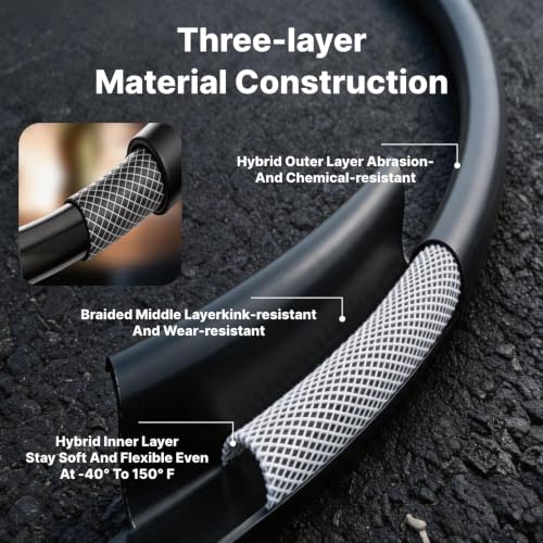 Hybrid Air Hose 3/8-Inch by 100-Feet, Heavy Duty Air Compressor Hose, Lightweight, Kink Resistant, Flexible In Extreme Cold Weather, Excellent UV, Oil and Abrasion Resistant,300 PSI - size: 100FT