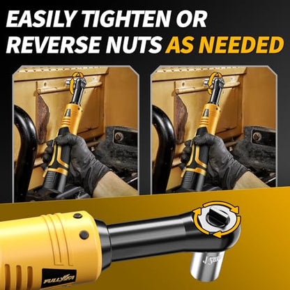 FULLYEA 3/8" Cordless Electric Ratchet Wrench Set,45Ft-lbs,Variable Speed