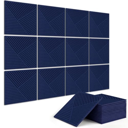 BUBOS 6 Pack 3D Wall Panels,23.6"x23.6" Acoustic Sound Absorbing Wall - color: Blue