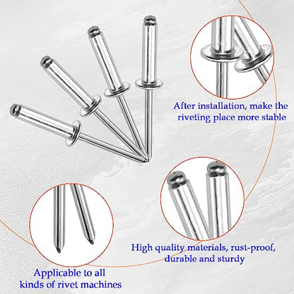 50 sets Aluminum Blind Rivets with Aluminum Backup Pop Rivets Washers