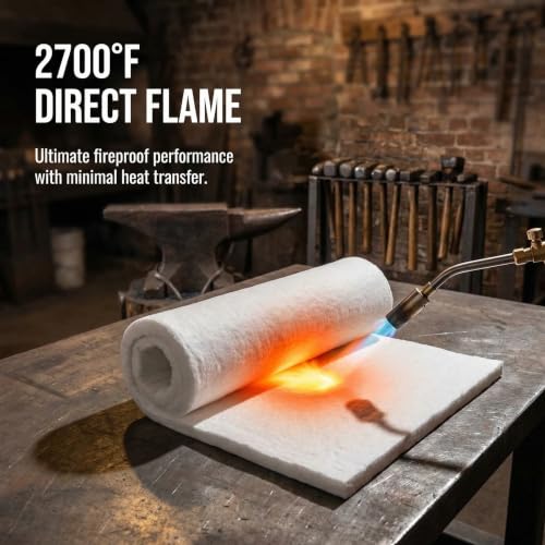 2 Pcs Ceramic Fiber Insulation Blanket 24"x15.7"x1.18", 2700°F Fireproof - color: 24'' x15.7'' x1.18'' /2 Piece