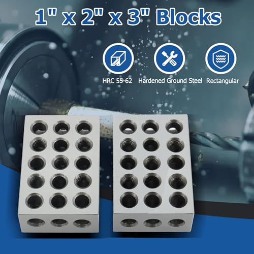 WFLNHB 1 Matched Pair Accuracy 1 x 2 x 3 Inch Blocks 23 Holes 0.0002" Machinist 1-2-3 Set - size: 1" x 2" x 3", style: 23 Holes