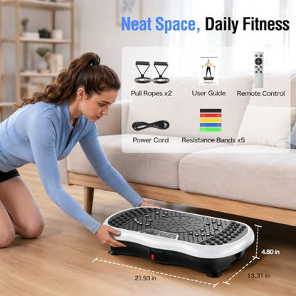 Vibration Plate Exercise Machine with 200 Speeds & 10 Presets - color: White