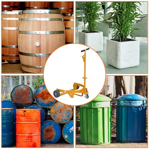 55 Gallon Drum Dolly, 1200lbs Capacity Oil Drum Caddy, Low Profile Barrel Dolly Cart with Adjustable Handle for Workshop Factory Warehouse