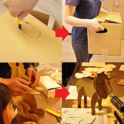 CANARY Cardboard Cutter with Non-Stick Coated Blade - 7.5" Box Cutter Utility Knife for Breaking Down Boxes & Opening Packages - Made in Japan, Yellow - size: 1 pc