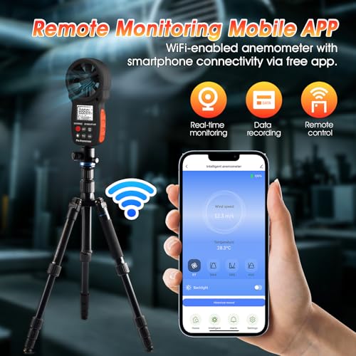 Wireless Handheld Anemometer, Digital Wind Speed Meter with APP - size: Small